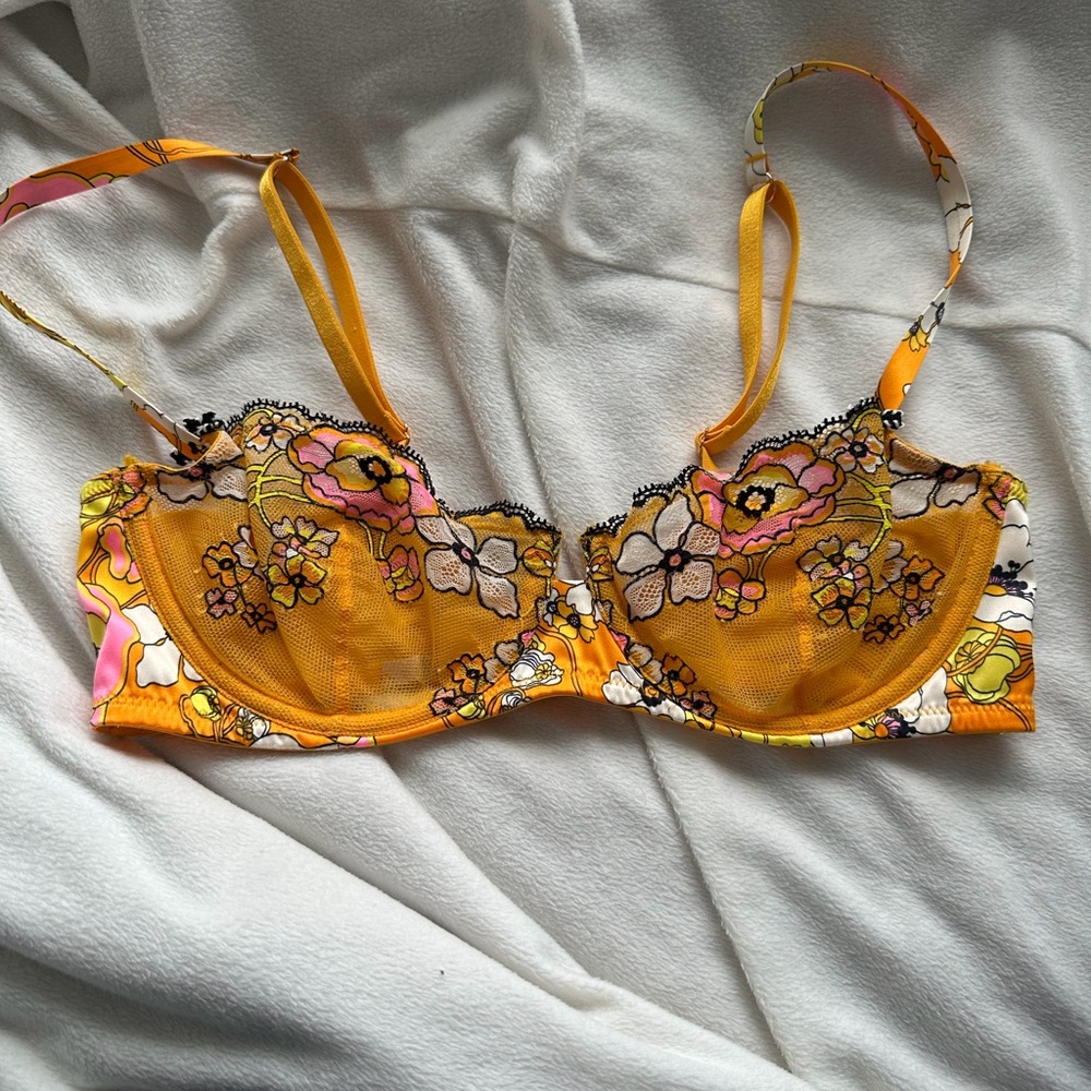 Savage X Fenty Floral Underwire Bra - Yellow and Pink